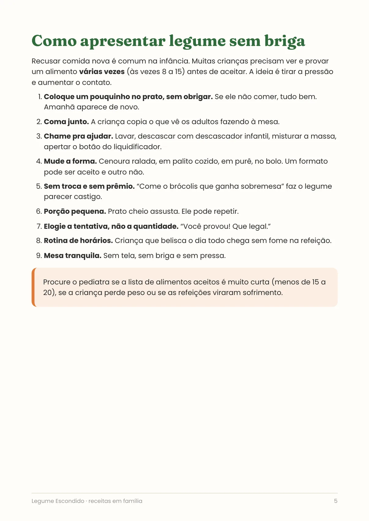 Página real do PDF Legume Escondido: como apresentar