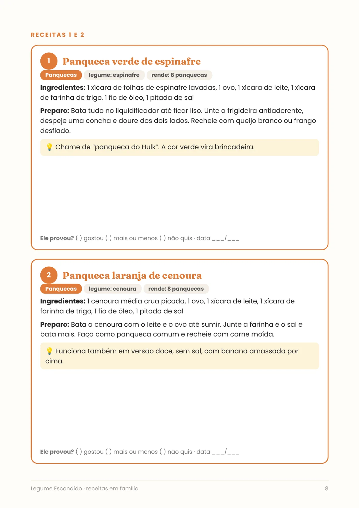 Página real do PDF Legume Escondido: receitas